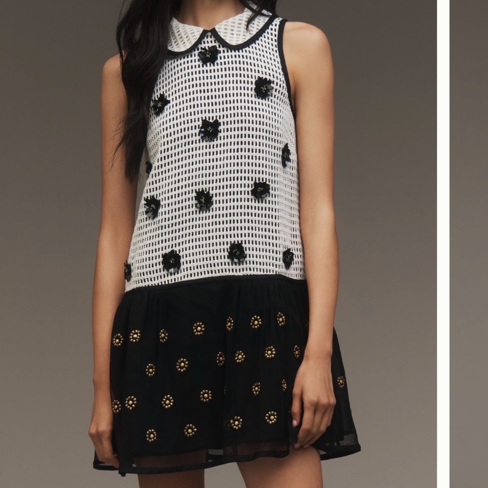 Maeve Sleeveless Embellished Drop-Waist Mini SZ XL